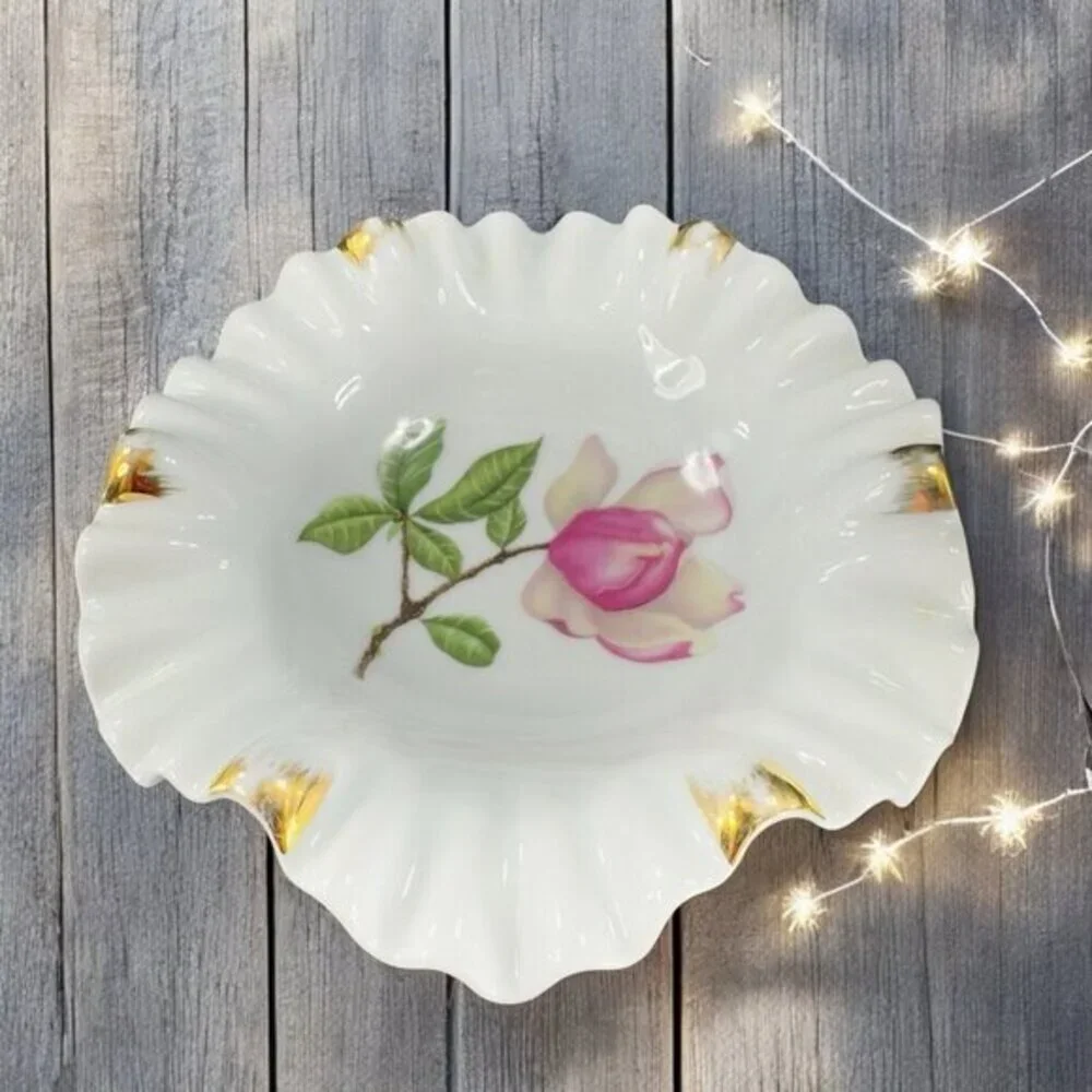 Mitterteich Bavaria Germany Fine Porcelain Dish Plate Trinket Holder Ruffled VTG
